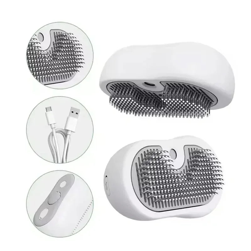USB Rechargeable Cat Grooming Tool 3 in 1 Electric Steam Spray Comb Silent Massage Brush for Cat with Water Tank