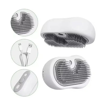 USB Rechargeable Cat Grooming Tool 3 in 1 Electric Steam Spray Comb Silent Massage Brush for Cat with Water Tank