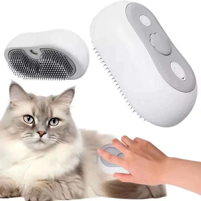 USB Rechargeable Cat Grooming Tool 3 in 1 Electric Steam Spray Comb Silent Massage Brush for Cat with Water Tank