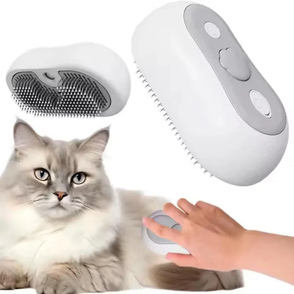 USB Rechargeable Cat Grooming Tool 3 in 1 Electric Steam Spray Comb Silent Massage Brush for Cat with Water Tank